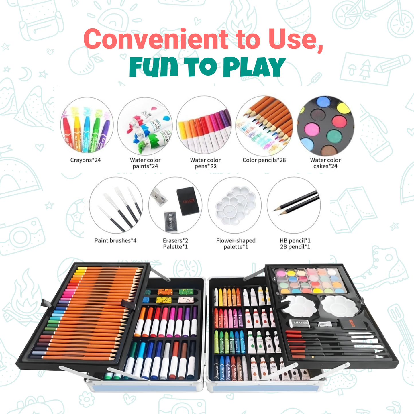 Limited Edition Spdmn 145-Piece Drawing Kit For 3+ Year Children | Premium Art Kit | Toytoise