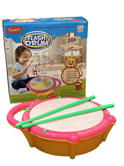 ToyToise Kids Flash Drum Musical Fun with 3D Lights and Sounds